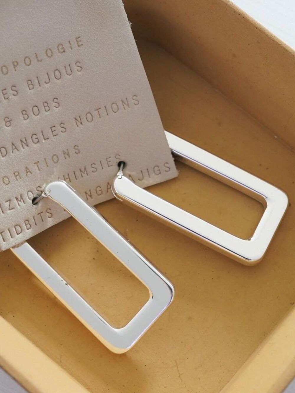Anthropologie Silver Square Hoop Earrings